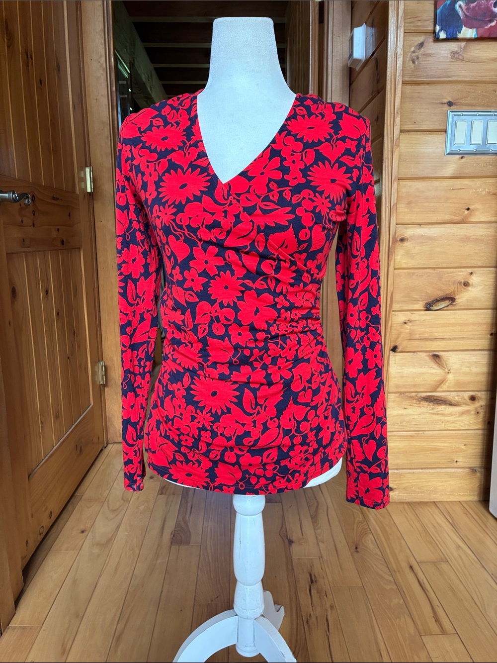 Boden jersey stretch fixed wrap faux wrap top